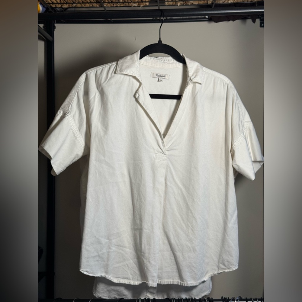 Madewell White Short Sleeve Shirt Button Down back